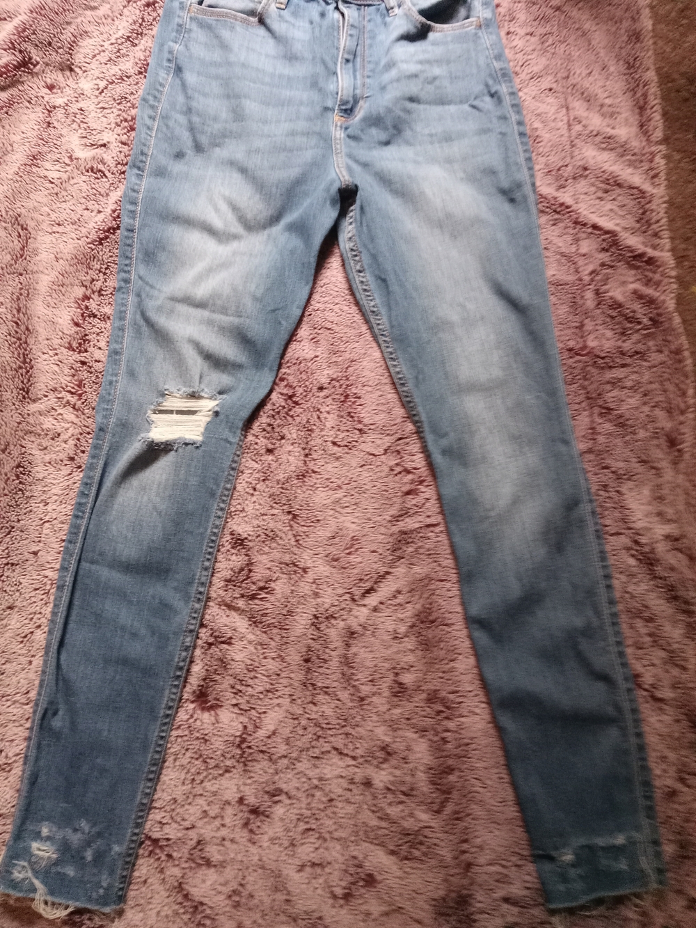 Hollister Light Wash Distressed Ultra-high Rise Skinny Jeans